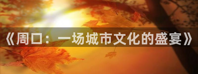 壹号大舞台官网：《周口：一场城市文化的盛宴》